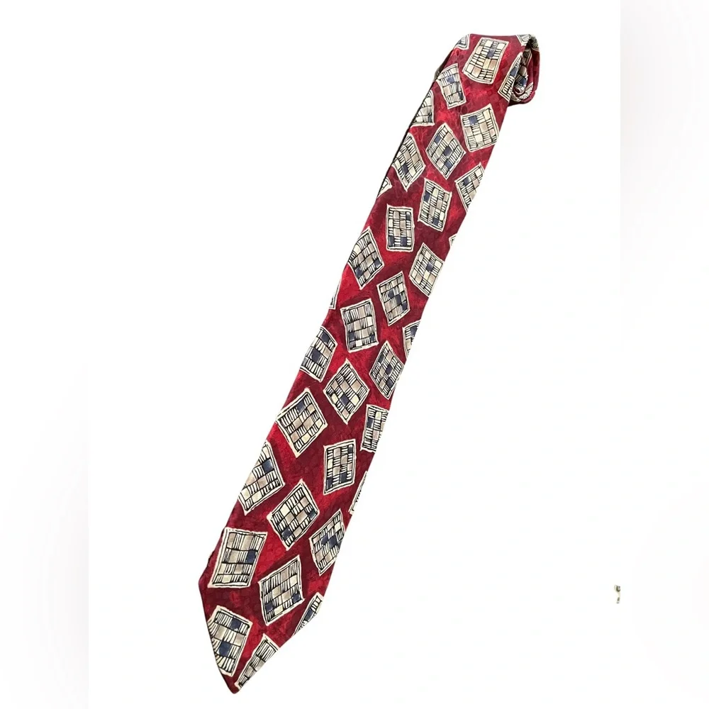 😎 Ted Lapidus red patterned neck tie